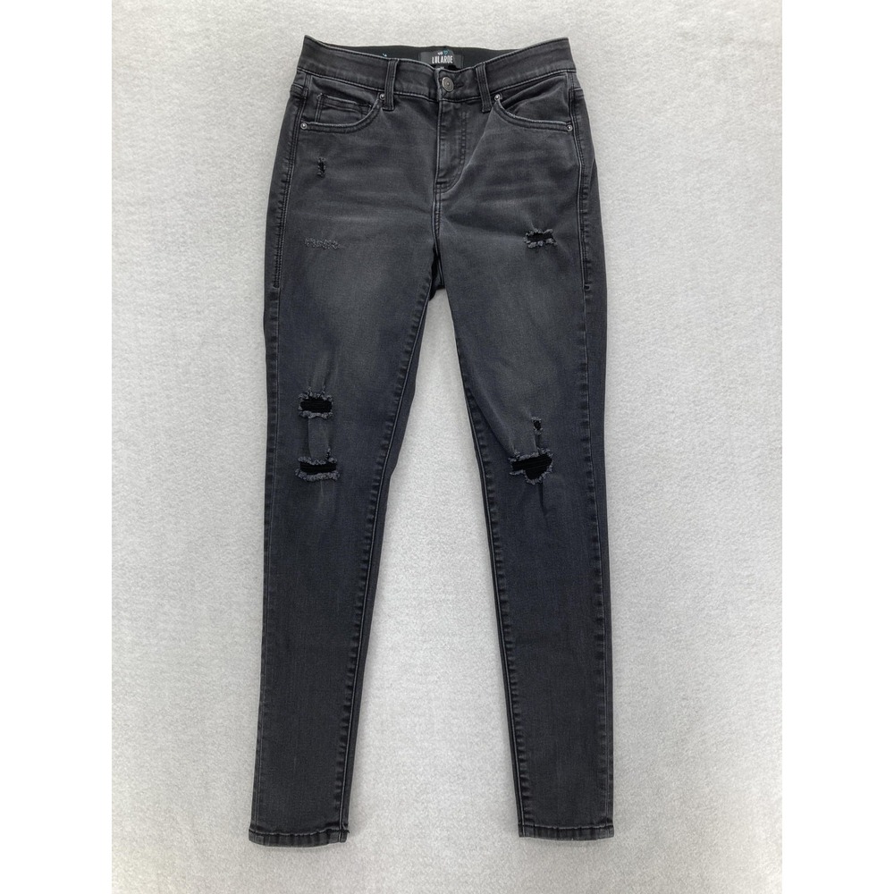 LuLaRoe With Love Jeans Womens 26 Black Distressed Skinny Stretch Denim Comfort